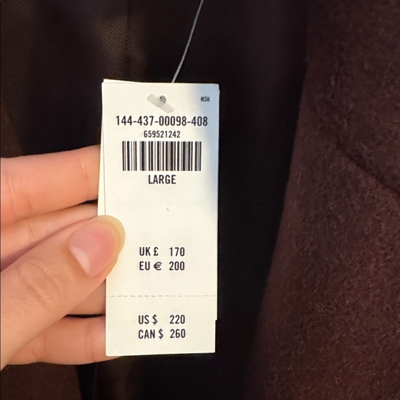 Abercrombie & Fitch Mahogany Wool-Blend Double-Breasted Coat *NWT* - Picture 5 of 6